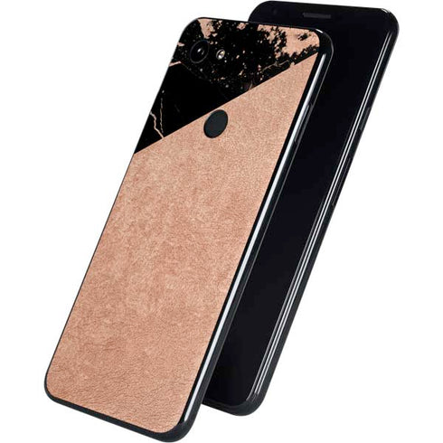 Black and Rose Gold Marble Split Google Pixel 3a XL Skin